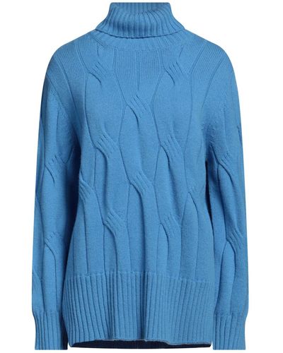Kangra Azure Turtleneck Wool, Cashmere - Blue