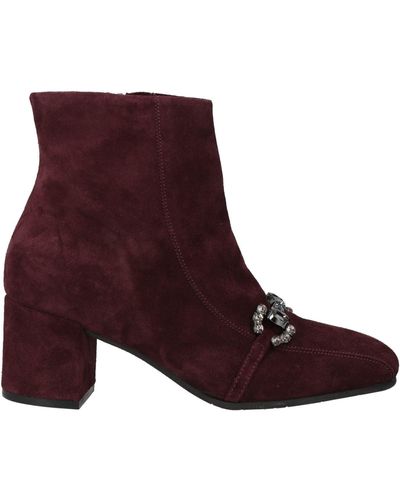 Carmens Burgundy Ankle Boots Leather - Purple