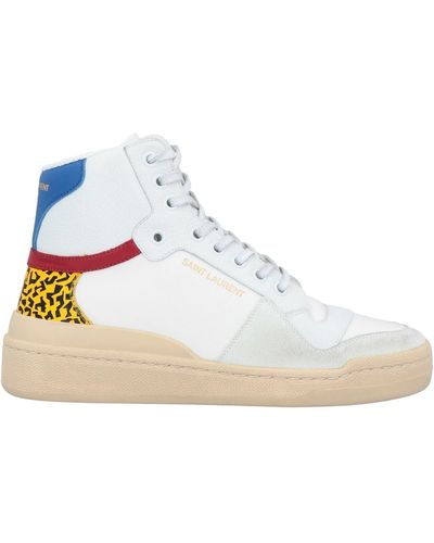 Saint Laurent Sl24 High-top Colorblock Canvas Sneakers - White