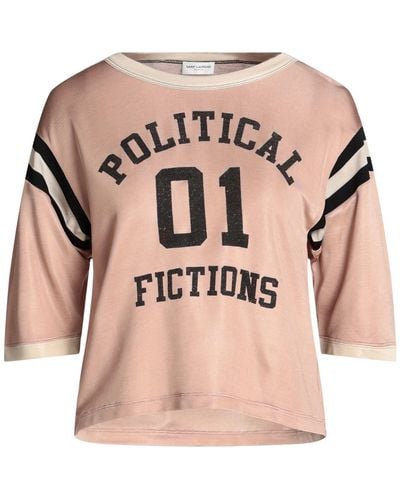 Saint Laurent Tshirt Corta Political Fictions - Rosa