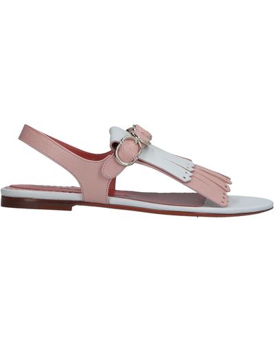 Santoni Bicolored Fringe Thong Sandal - Pink