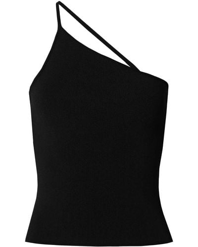 Deveaux New York One-shoulder Stretch-knit Top - Black