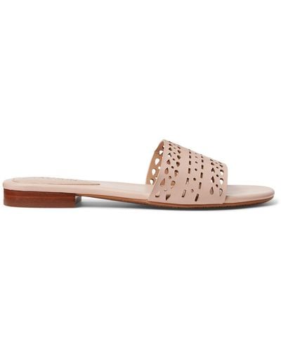 Lauren by Ralph Lauren Andee Perforated Leather Slide Sandal - Pink
