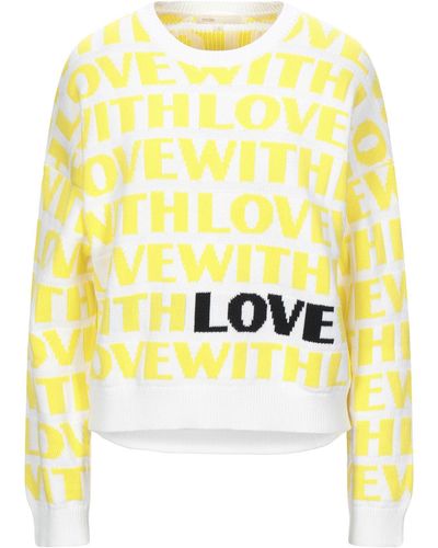 Maje Jacquard Sweater With Slogan - Yellow