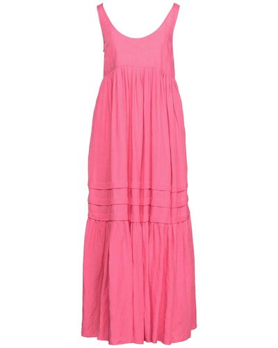 Solid & Striped Long Dress - Pink