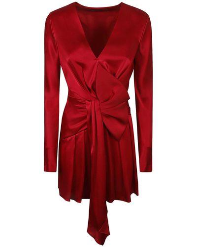 Alberta Ferretti Plissiertes Kleid mit Schleife - Rot