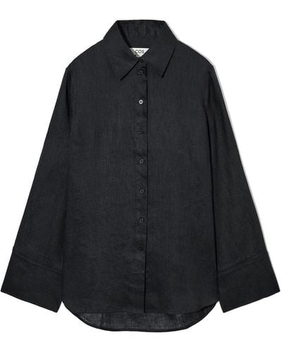 COS Wide-sleeved Linen Shirt - Black