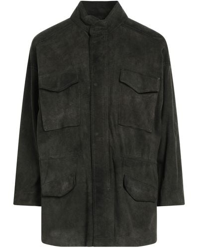 Salvatore Santoro Military Overcoat & Trench Coat Ovine Leather - Black