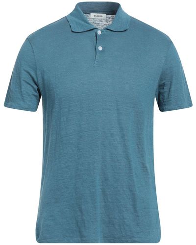 Sandro Sky Polo Shirt Linen - Blue