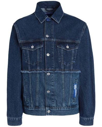 Karl Lagerfeld Veste en jean à design patchwork - Bleu