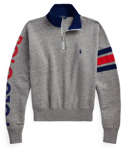 Polo Ralph Lauren Arm Logo 1/4 Zip Sweatshirt - Gray