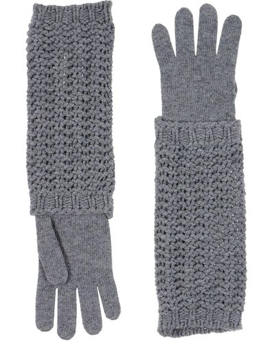 Moncler Gloves Virgin Wool, Polyamide, Viscose, Cashmere - Blue