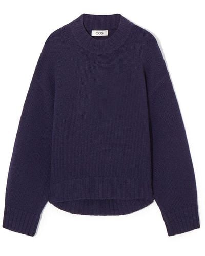 COS Chunky Pure Cashmere Crew-neck Jumper - Blue