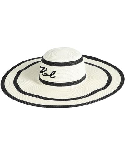 Karl Lagerfeld K/signature Striped Summer Hat - White