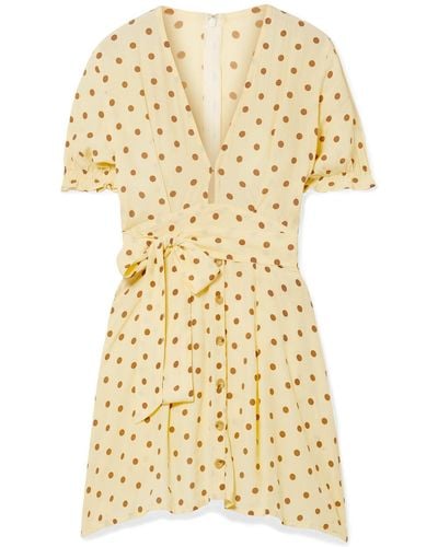 Faithfull The Brand Vanelli Tie-detailed Polka-dot Crepe Mini Dress - Yellow