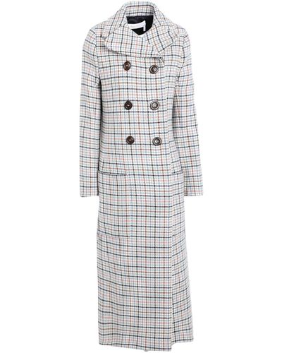 See By Chloé Long Double-breasted Checked Coat - Gray