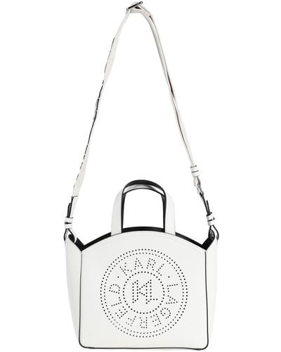 Karl Lagerfeld K/Circle Sm Tote Perforated -- Off Handbag Cow Leather - White