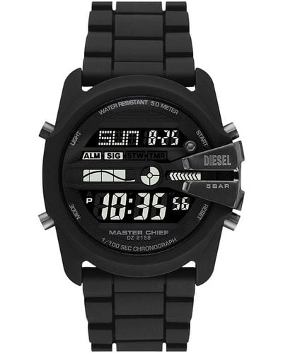 DIESEL Master Chief Digital Black Silicone Strap Watch 44mm