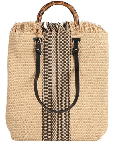 Anita Bilardi Handbag Polyamide, Cotton, Calfskin, Bamboo - Natural
