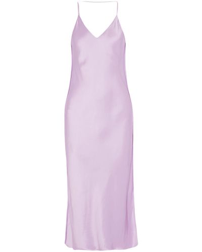 Helmut Lang Raw Detail Satin Slip Dress - Purple
