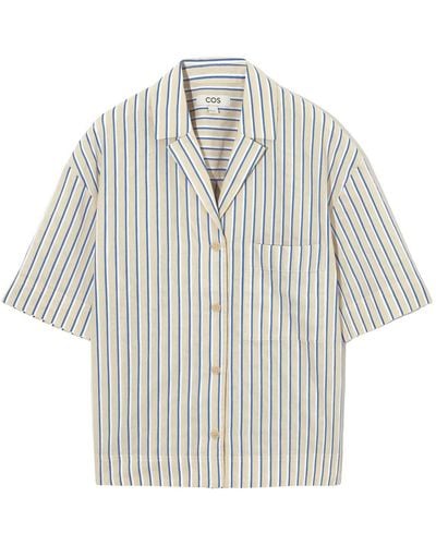 COS Striped Linen-blend Camp-collar Shirt - White