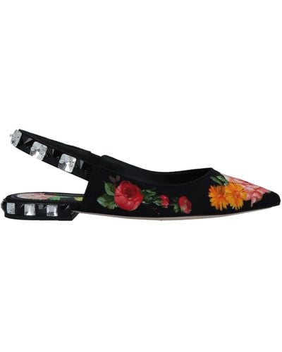 Dolce & Gabbana Floral Embellished Flat Sandals - Black