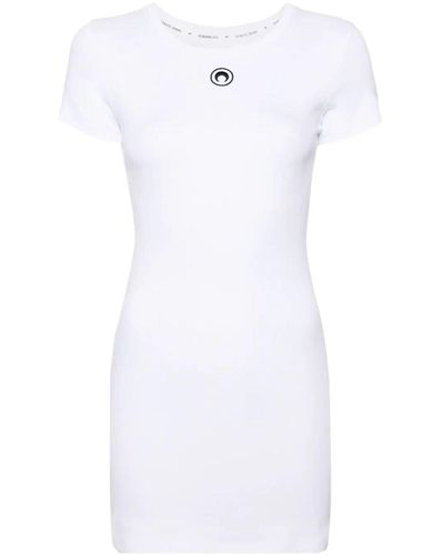 Marine Serre T-Shirtkleid aus Bio-Baumwolle - Weiß