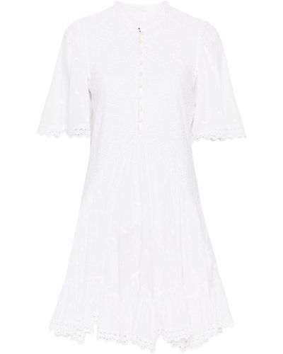 Isabel Marant Vestido corto Slayae con bordado inglés - Blanco