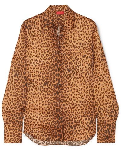 Commission Banker Leopard-print Satin-twill Shirt - Brown