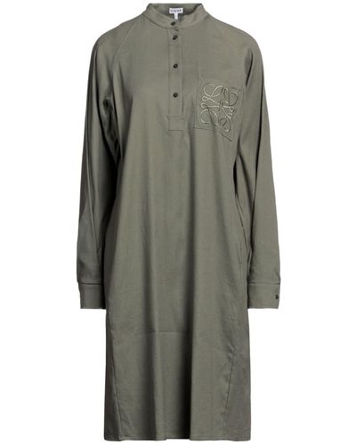 Loewe Anagram Tunic Dress In Linen And Cotton Blend - Green