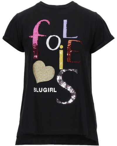 Blugirl T-shirt in tulle drappeggiato blu