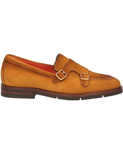 Santoni Camel Loafers Leather - Brown