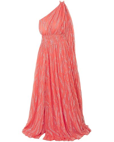 Redemption One-shoulder Glittered Chiffon Gown - Pink