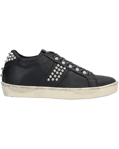 Leather Crown Sneakers - Negro