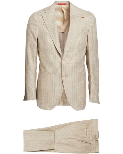 Isaia Suit Wool, Silk, Linen - Natural