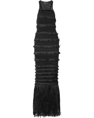 Eleven Six Rebecca Crocheted Cotton-blend Fringed Tiered Gown - Black
