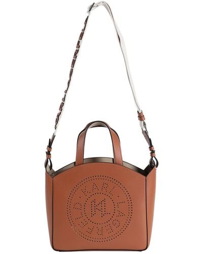 Karl Lagerfeld K/Circle Sm Tote Perforated -- Tan Handbag Cow Leather - Brown