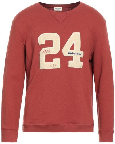 Saint Laurent Sweatshirt aus Baumwoll-Jersey mit Stickerei - Rot