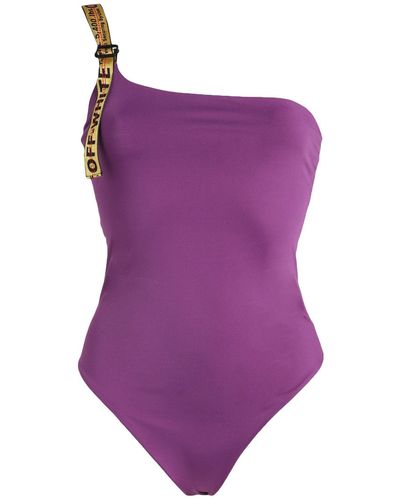 Off-White c/o Virgil Abloh Logo Band Asymmetric Swimsuit - Purple