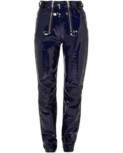 GmbH Frey Zip-embellished Glossed-pu Tapered Pants - Blue