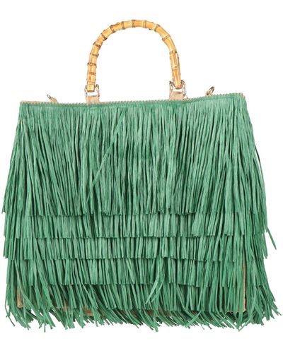 La Milanesa Handbag Natural Raffia, Textile Fibers - Green