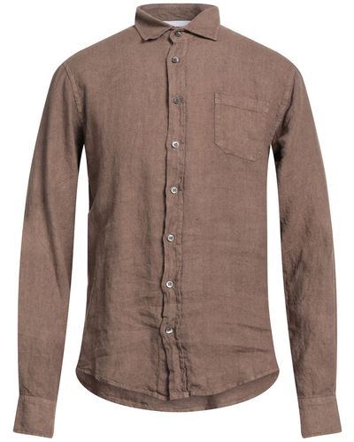 Alpha Studio Shirt Linen - Brown