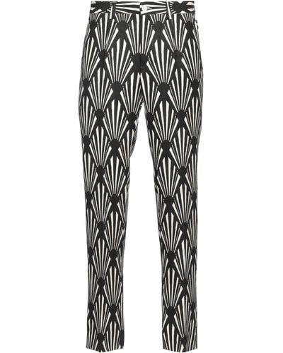 Dolce & Gabbana Slim Fit Hanf-Leinenhose in Schwarz-Weiß