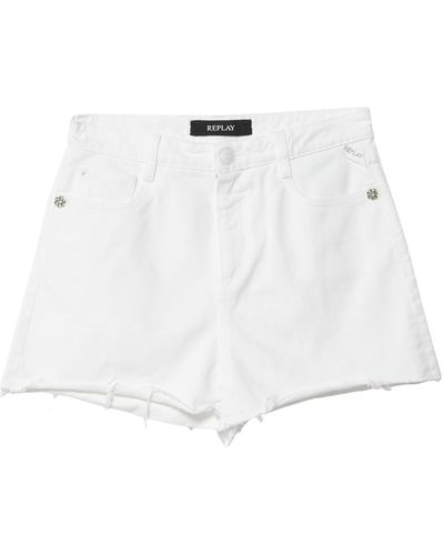 Replay Denim Shorts - White