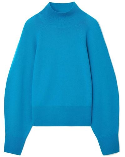 COS Batwing-sleeve Merino Wool Sweater - Blue
