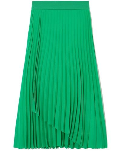 COS Layered Pleated Midi Skirt - Green