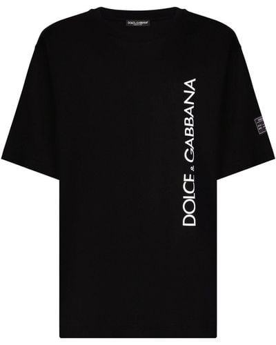 Dolce & Gabbana Short-sleeved T-shirt with vertical logo print - Negro