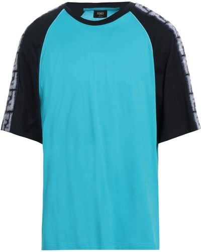 Fendi T-Shirt mit Logo-Streifen - Blau