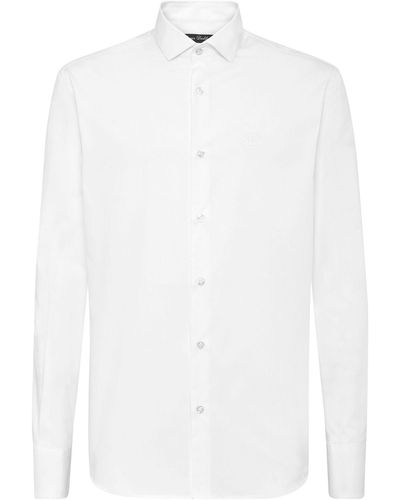 Philipp Plein Camisa tipo vestido con bordado Hexagon - Blanco