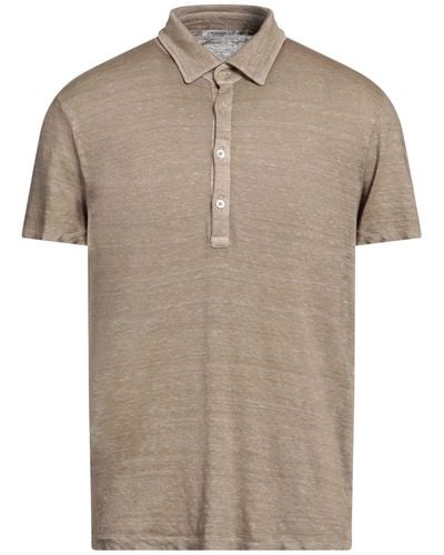 Boglioli Khaki Polo Shirt Linen - Natural